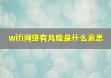 wifi网络有风险是什么意思