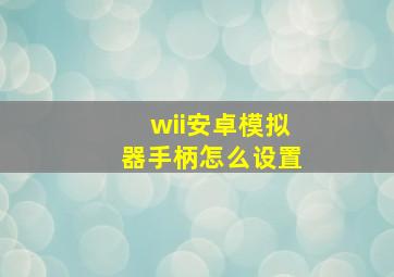 wii安卓模拟器手柄怎么设置