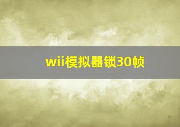 wii模拟器锁30帧