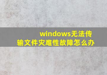 windows无法传输文件灾难性故障怎么办