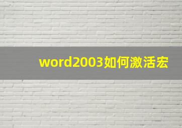 word2003如何激活宏