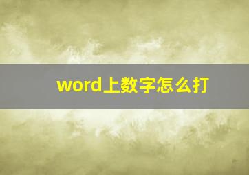 word上数字怎么打