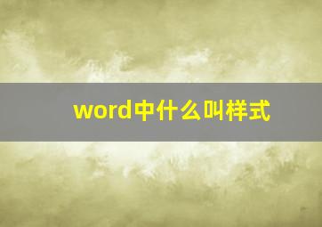 word中什么叫样式