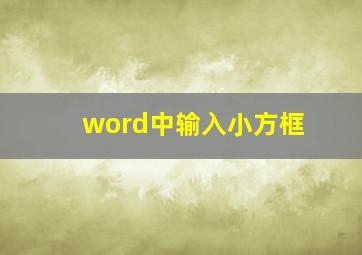 word中输入小方框