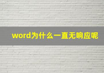 word为什么一直无响应呢