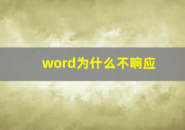 word为什么不响应