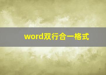 word双行合一格式