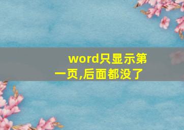 word只显示第一页,后面都没了