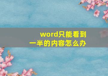 word只能看到一半的内容怎么办