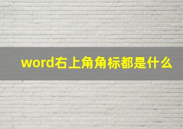 word右上角角标都是什么