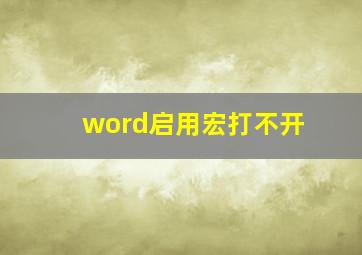 word启用宏打不开