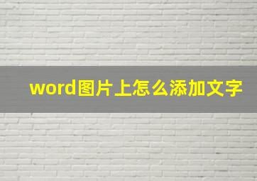 word图片上怎么添加文字