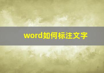 word如何标注文字