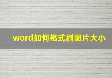 word如何格式刷图片大小