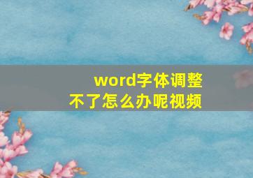 word字体调整不了怎么办呢视频