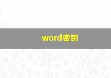 word密钥