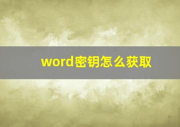 word密钥怎么获取