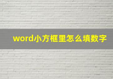 word小方框里怎么填数字