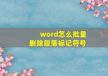 word怎么批量删除段落标记符号