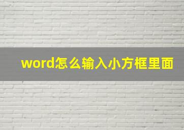 word怎么输入小方框里面