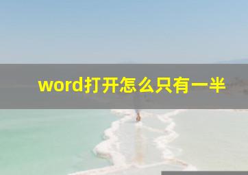 word打开怎么只有一半