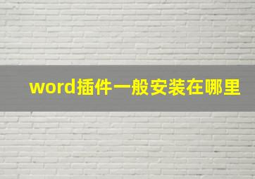 word插件一般安装在哪里