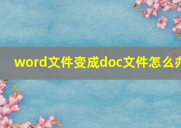 word文件变成doc文件怎么办