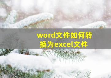 word文件如何转换为excel文件