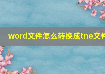 word文件怎么转换成tne文件