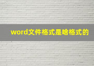 word文件格式是啥格式的