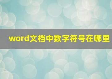 word文档中数字符号在哪里