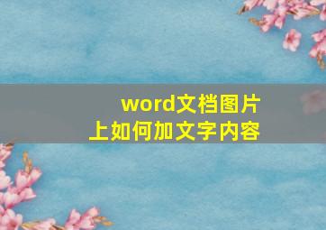 word文档图片上如何加文字内容