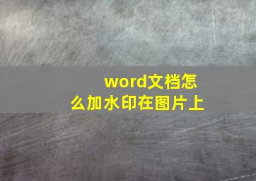 word文档怎么加水印在图片上