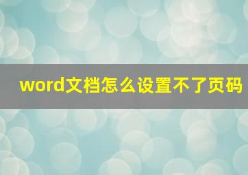 word文档怎么设置不了页码