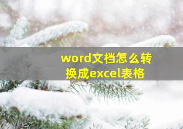 word文档怎么转换成excel表格