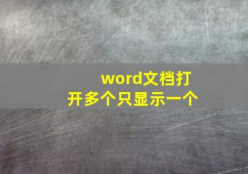 word文档打开多个只显示一个