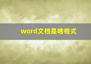 word文档是啥格式