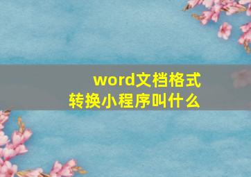 word文档格式转换小程序叫什么