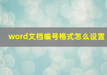 word文档编号格式怎么设置