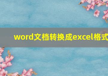 word文档转换成excel格式