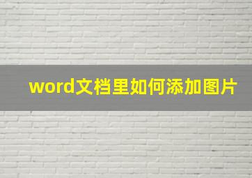 word文档里如何添加图片