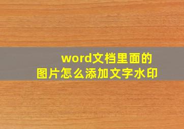 word文档里面的图片怎么添加文字水印