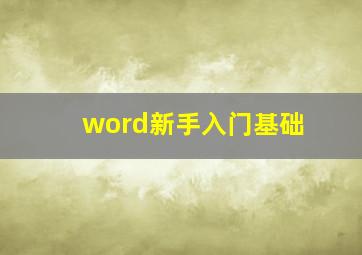 word新手入门基础