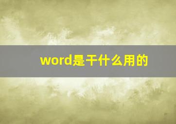 word是干什么用的