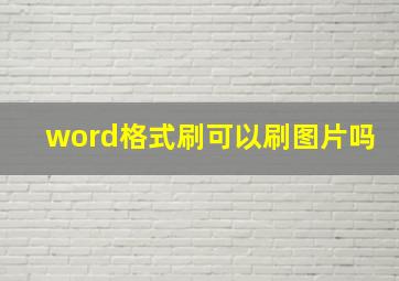 word格式刷可以刷图片吗