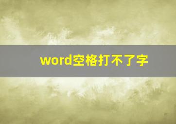 word空格打不了字