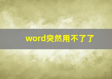 word突然用不了了