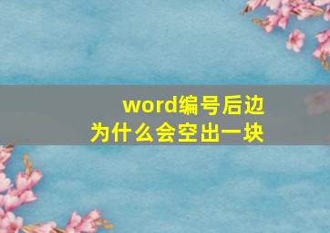 word编号后边为什么会空出一块