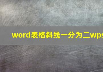 word表格斜线一分为二wps