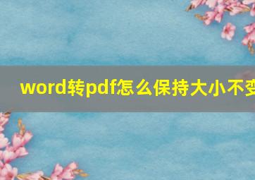 word转pdf怎么保持大小不变